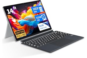 Insoluxia 14 Pouces Ordinateur Portable 2 en 1, Tactil PC Portable Alder Lake-N100 CPU, 16Go LPDDR5 512Go M.2 SSD PC Portable, Windows 11 Laptop avec FHD IPS WiFi 6+Type C+BT5.2, Tablette PC Amovible
