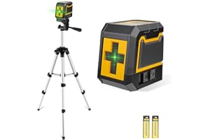 ASOBRIS Laser-Level-with-Tripod, Green Cross Line Laser with Tripod Self-Leveling, Lazer Leveler Tool for Picture HangingConstruction Floor Tile Wall, Home Renovation, Indoor Project, Battery Included