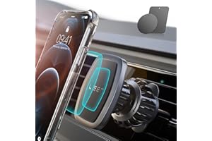 LISEN Handyhalterung Auto Magnet 2025 Upgraded Clamp Handyhalter Auto Zubehör Lüftung KFZ Handy Halterung mit 6 Starke Magnet 2 Metallplatte, Kompatibel für iPhone Samsung Huawei Smartphone