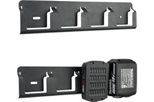 otuiaim Soporte de Pared para 4 Baterías compatible con Bosch 18V & Makita 18V, Soporte para Baterías de Acero Reforzado para Baterías de Herramientas, Montaje en Paneles Perforados y Paredes