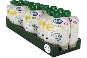 Hero Solo Bio, Frutta e Yogurt 100% Bio, Nutri Flora, Purea di Mirtillo, Avena e Banana con Yogurt, Senza Zuccheri Aggiunti- 18 Confezioni da 100 gr