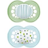 MAM Original Baby Pacifier + 6 Months, Bright Neutral, 2 Units | With symmetrical, flat and flexible soft silicone teat, easy