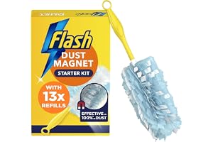Flash Duster Dust Magnet Starter Kit (1 Handle + 13 Refills), Trap & Lock Away Dirt & Hair in No Time