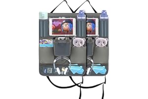 ANNMORE Organisateur de Voiture Gris Pochette Toniebox FABA, Rangement 10" Tablette, Protection Siège Casque Audio, Lot 2