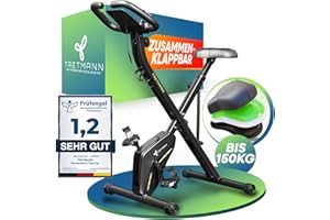 ‎TRETMANN Neu Tretmann Hometrainer fahrrad Klappbar Set-extra bequem & leise- [RelaxFoam] bis 150KG Belastbar Ergometer, Heimtrainer fahrrad, Ergometer Heimtrainer Senioren, Spinning Bike Indoor, Fitnessbikes