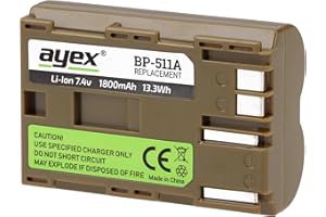 ayex BP-511a akumulator kompatybilny z Canon EOS np. 300D 10D 30D 50D 5D Mark I Powershot G1 do G6 Pro 1 trwały i niezawodny