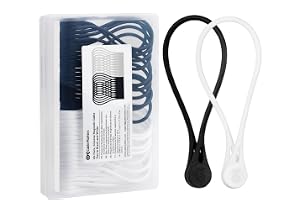 Cable Matters 20-Pack Extra Starka Magnetiska Silikonbuntband | Svart och vit, magnetiska kabel buntband, buntband, kabel kab