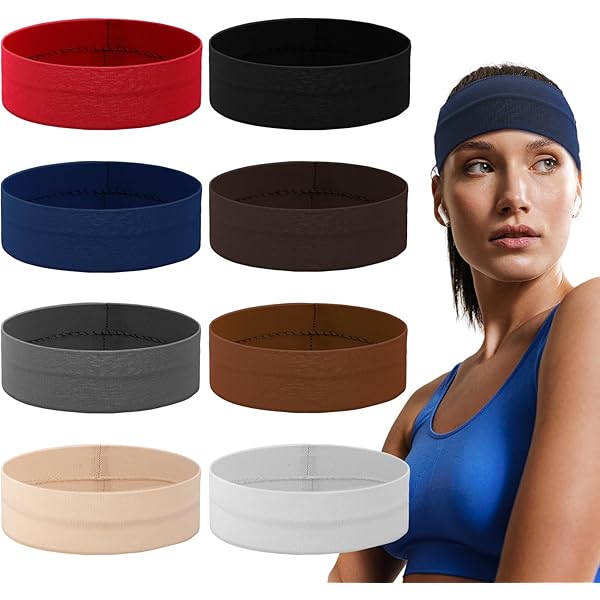 8 Fasce Per Capelli Sportive In Cotone - Larghe 5 Cm, Per Donne E Ragazze, Yoga E Palestra - Foto 13