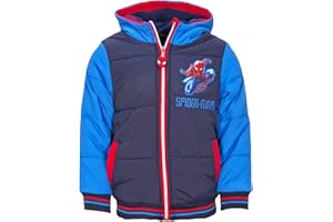 E plus M Spider-Man Kinder Winterjacke mit Kapuze – Jungen Steppjacke mit Fleece-Innenfutter – Gr. 98–128 – Blau/Rot