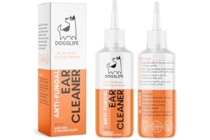 DOGSLIFE Dog Ear Cleaner | Natural Ear Cleaner For All Dogs | Ear Wash To Stop Itchy, Smelly Ears & Remove Wax | Organic Coconut Oil & Aloe Vera Formula | Ear Cleaning Solution For Dogs
