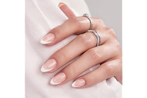 ‎BTARTBOX BTArtbox French Press On Nails Kurz Almond Nude Französisch künstliche Fake Nägel zum aufkleben Short Künstliche Fingernägel mit Nagelkleber, 32 Stück Mandel Nails zum Aufkleben für Frauen & Mädchen