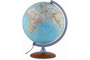 Tecnodidattica – Globe terrestre NATGEO Explorer Classic | Cartographie officielle physico-politique National Geographic Classic | Lumineux et rotatif | Textes en français | Diamètre 30 cm