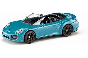 siku 1523, Porsche 911 Turbo S Cabrio, Metall/Kunststoff, Blau, Spielzeugauto für Kinder