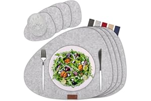 SÖLMO sølmo I Designerska podkładka na stół z filcu – owalna I odporna na wysokie temperatury I zestaw 4 podkładek z podstawkami, podkładkami na stół, zima, jasnoszara [Manhattan Grey]