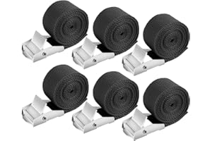 UBJUBT 6Pcs Tie Down Straps, 1mx25mm Heavy Duty Tension Belts Adjustable Lashing Straps Bike Ratchet Straps, Luggage Straps with Buckle for Motorcycles Trucks Luggage Cargo Vans Trailer (Black)