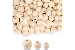 HGKOL 12mm Natural Wooden Round Beads - Loose Unfinished Spacer Beads with Large Hole for Crafts, Decoration, DIY Jewelry Making, Home Farmhouse Decor, Macrame, Handwork