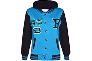 A2Z 4 Kids Unisexe B.B Encapuchonné R Mode FOX Varsity Veste Baseball Style Manteau Longue Manches Nouveau Décontractée Mode Filles Garçons Nouveau Âge 2-13 Ans