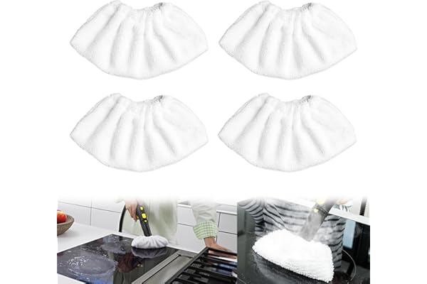 Nettoyage à la vapeur en microfibre pour la buse manuelle, ensemble de chiffons éponge, housse en coton éponge, compatible avec la plupart des Nettoyeur à vapeur (Blanc)