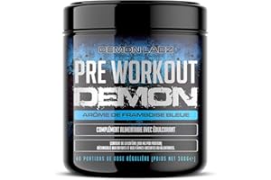 DEMON LABZ Pre Workout Demon - Complément puissant pré-entrainement avec créatine, caféine, bêta-alanine et glutamine (Framboise Bleue, 360g)