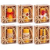Petekoğlu 6'lı Doğal Balmumu Mum Hediyelik Seti, 6 Farklı Model, El Yapımı Petek Sarma Mum, 7x3 cm, Ayrı Kraft Kutulu, Nikah 
