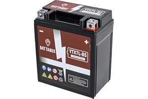 Battanux YTX7L-BS Batterie et batterie pour motocyclette, scellée SLA/AGM 12V7Ah, batterie ATV/UTV/snowmobile/moto sans entretien et sans outils pour l'installation