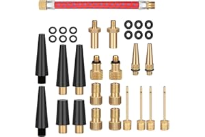 JOWRUN Adattatore Valvola Bici Pompa Bicicletta,con Tubo di Gonfiaggio,33 Pezzi Kit gonfiaggio Bici,ago per gonfiare palloni,Adattatori Valvola per Bicicletta,per Pneumatici Palloncini e Cuscini d'Aria