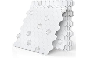 BeNice Płytki samoprzylepne, do kuchni, ścienne, do łazienki, nad zlew, sześciokątne, wodoodporne, 5 arkuszy, białe