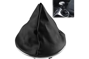 DONOONIS Cuffia Cambio per Fiat 500, Cuffia Cambio in Similpelle, Pomello Leva Cambio Kit Di Sostituzione Compatibile con Fiat 500 e 500C con Anello Di Fissaggio e Telaio Circolare Cromato