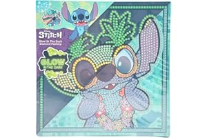 DISNEY STORE Disney Stitch Diamond Painting Set | Glow in the Dark Canvas 19 x 19 cm | Stitch Kit fai da te per bambini a partire dai 6 anni | Set da pittura con diamanti con accessori | Quadro a mosaico luminoso