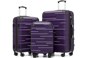 COOLIFE Hard Shell Suitcase with TSA Lock and 4 Spinner Wheels Lightweight Durable (Grayish Purple, 3 Pcs Set)