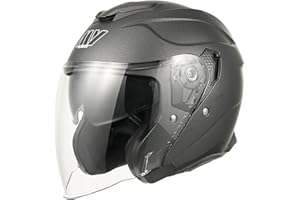 MY Casco Moto Jet 835, Homologado ECE 22.06 con Viseras Dobles para Hombre y Mujer