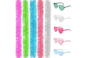 KFSCIP 5PCSfeather Boa,5PCS Frameless Sunglasses,feather Boas Multipack,Sturdy and Durable, The Fluff Is not Easy to Fall Off, Suitable for Theme Parties, Cosplay and Halloween Costumes.