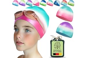 Juclise Swimming Caps for Kids，Girls and Boys, Stretchy Silicone Design, Comfortable Fit for Long and Short Hair