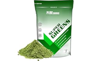 Pure Source Nutrition Vegan Super Greens Powder 18 Superfoods Supergreens Blend with Green Tea, Maca, Inulin, Wheat Grass, Alfalfa, Barley Grass, Moringa, Spirulina, Hemp Seed Powder (1kg / 1000g)