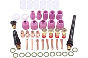 Doo Engy 49-Piece TIG Accessories Stubby Gas Lenses and Aluminium Oxide Nozzles Cup Collet Accessory Set Wear Part for SR 17/18/26 TIG Welding Torch