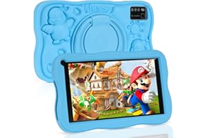 SUMTAB Tablet Bambini 7 Pollici con Controllo Parentale, Android 13 Tablette, 8 GB RAM 64GB ROM (256 GB Estensione) Bluetooth, WiFi,Tablet per Bambini con Custodia(Blu)