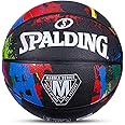 Spalding 8 Panel Marble Rubber Moulded Indoor/Outdoor Basketball with Butyl Bladder, Black, Size: 7 (Suitable for Practice/Match/Training) + Free Air Needle