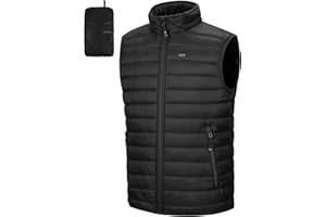 33,000ft Men's Lightweight Gilet, Packable Quilted Puffer Padded Vest Outerwear, Body Warmer Windproof Sleeveless Jacket for Golf Running Hiking Horse Riding