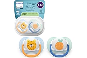 Philips Avent ultra air Schnuller – kiefergerecht geformtes Design, für Babys, 0–6 Monate, weicher, symmetrischer Silikonsauger, BPA-frei, mit Sterilisationsbehälter, 2er-Pack, SCF080/23