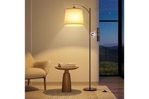 Miootly Lampe sur Pied, Lampadaire sur Pied Salon avec Télécommande, Lampe Salon Arc Dimmable avec Interrupteur au Pied, 3 Températures de Couleur, Adaptée au Salon, Chambre et Bureau