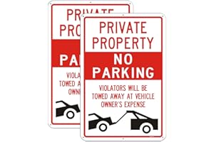 AFUVEN No Parking Signs Private Parking Sign 35x25cm Private Property Sign No Parking Violators Will Be Towed Sign Outdoor Metal Private Property, Parking, Clamping, Disabled, Driveway, Do not block 2 Pack