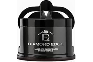 CHILI WORKS Diamond Edge No.1 Knife Sharpener – Safe & Compact Manual Knife Sharpener for Any Knife - Knives Sharpener Suitable for Serrated & Outdoor Blades – Professional Quality, Black