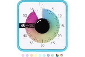 TWENTY5 SEVEN Wizualny timer 19 cm, 60 minut, 1 godzina, dla dzieci, klasy, narzędzie dydaktyczne, spotkanie domowe, biuro, mechaniczny, do zarządzania czasem egzaminu, magnetyczny, błękitny z kolorowym dyskiem