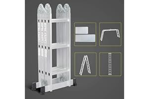 Todeco Scala Pieghevole Multifunzionale 3.5m, Scala Alluminio con Piattaforma, 4x3 Scala Telescopica, Scaletta caricabile Fino a 150 kg