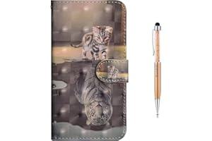 Grandoin Funda Galaxy Note 9, Carcasa Piel Funda Protectora Slim Folio Cartera Carcasas Tapa movil Case Cover PU Cuero impresión Flip Libro Leather Wallet para Samsung Galaxy Note 9 (Gato&Tigre)