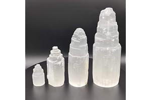 HEIMTEX Selenite Crystal Tower Mountain (5cm,10cm,15cm, 20cm) Mountain Pillar, Crystals, Gemstone, Gifts, Meditation, Healing, Mineral, Healing, Decorative. (5 cm)
