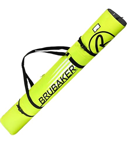 BRUBAKER Henry Carver PRO 2.0 Ski Bag with Padded Ski Bag, Yellow/Green/Black, 170 cm