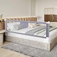 Barrière De Lit Extensible 150/180/200 Cm - Hauteur Réglable 70-105 Cm - Filet Aéré Anti-chute Pour Enfant