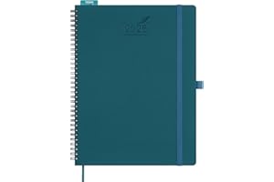 BEZEND Agenda Settimanale 2026 Verticale 28 x 22 cm, A4 Diario da Gen a Dic 2026 con Portapenne Autoadesivo, Righello, Copertina Morbida in Pelle PU, Verde Scuro