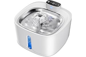 TOPPLEE Cat Water Fountain for Drinking, 3.2L 4000mAh Rechargeable White Wireless